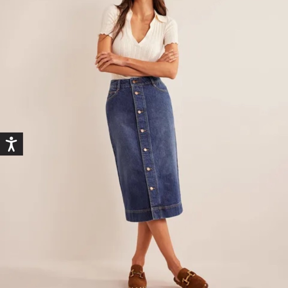 Boden Straight Denim MIDI Skirt 12R